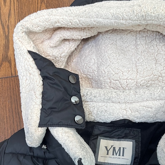 YMI Black Puffer Jacket with Detachable Hood - Picture 5 of 8
